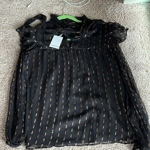 NWT Walter Baker blouse size medium - black and gold